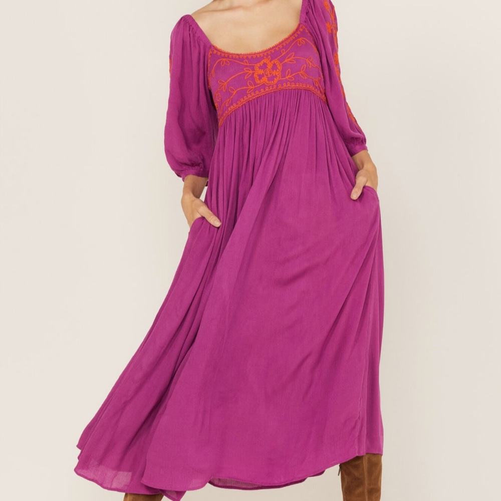 Free People Wedgewood Embroidered Midi Dress